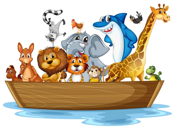 Animal sur bateau — Image vectorielle