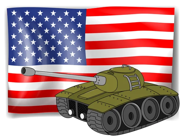 Bayrak ve tank — Stok Vektör
