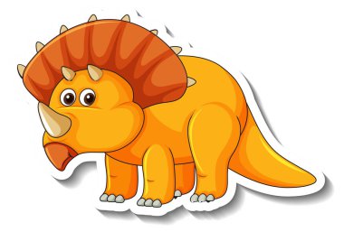 Şirin bir dinozor çizgi film karakteri ile izole edilmiş bir etiket şablonu