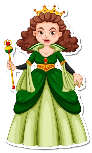 Güzel kraliçe çizgi film karakteri çıkartması.