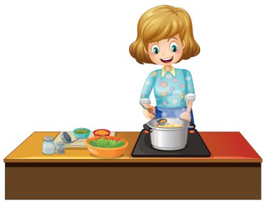 Woman cooking clipart