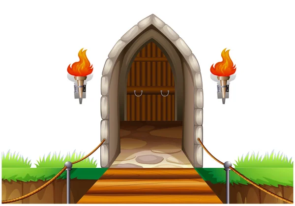 Een gesloten deur in het kasteel — Stockvector
