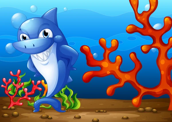 Rekin szczęśliwy pod wodą — Wektor stockowy