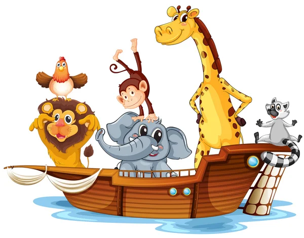 Animals on boat — Stock Vector
