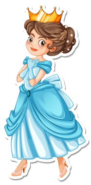 Güzel prenses çizgi film karakteri çıkartması.