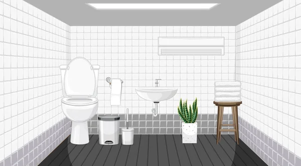 家具のイラスト付きバスルームのインテリアデザイン — ストックベクタ