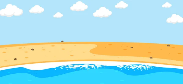 Пустая Сцена Пляже Чистым Небом Иллюстрации Стиле Мультфильма — стоковый вектор