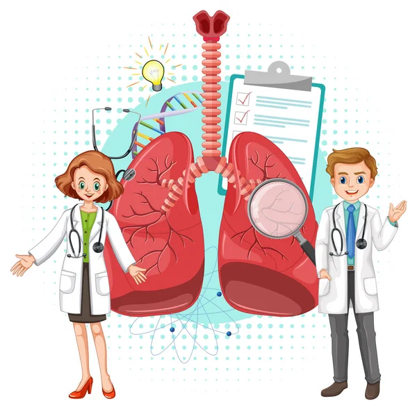 Orvos Emberi Tüdő Fehér Háttér Illusztráció — Stock Vector