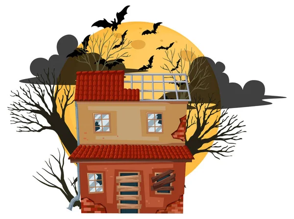 Geïsoleerde Halloween Verlaten Huis Illustratie — Stockvector