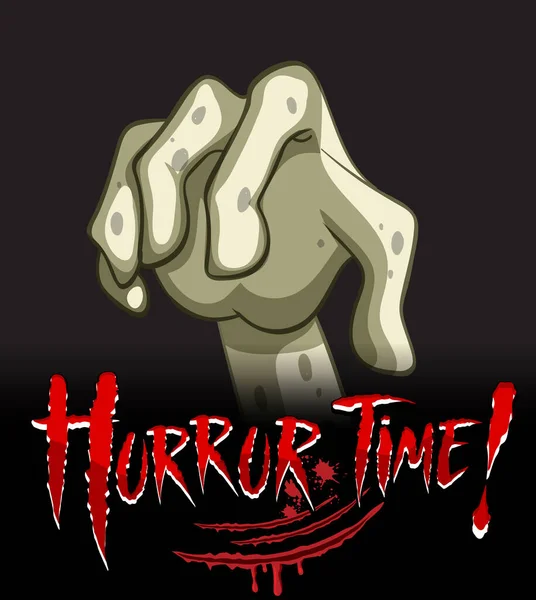 Horror Time Text Design Creepy Zombie Hand Illustration — Stock Vector