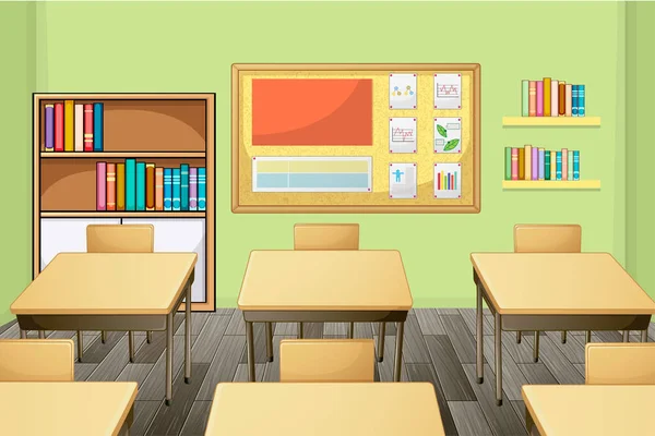 Diseño Interiores Aula Con Ilustración Muebles Decoración — Vector de stock