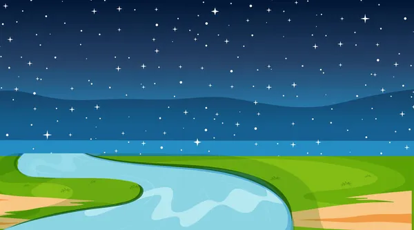 Paysage Vierge Parc Naturel Nuit Illustration Scène — Image vectorielle