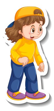 Ayakta duran bir kızla etiketli tasvirler izole edilmiş.