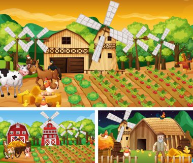 Farklı zamanlarda gösterilen tarım sahneleri