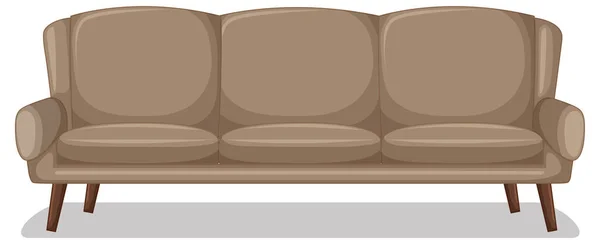 Beige Dreisitzercouch Isoliert Auf Weißem Hintergrund Illustration — Stockvektor