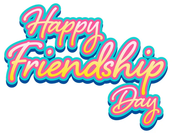 Happy Friendship Day Lettering Logo Illustration — Stock Vector
