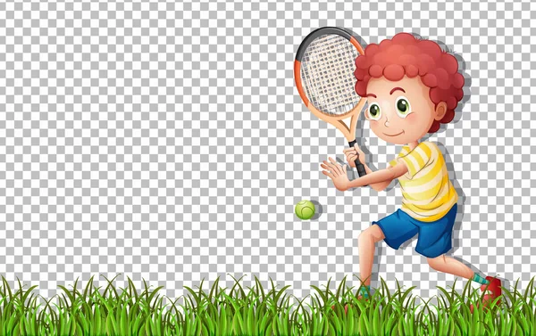 Tennisspieler Cartoon Figur Auf Transparentem Hintergrund — Stockvektor