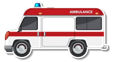 Ambulans arabasının yan görünümlü çıkartma tasarımı izole edilmiş resimleme