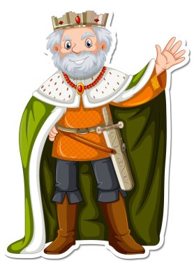 Yeşil cübbeli Kral çizgi film karakteri çıkartması çizimi