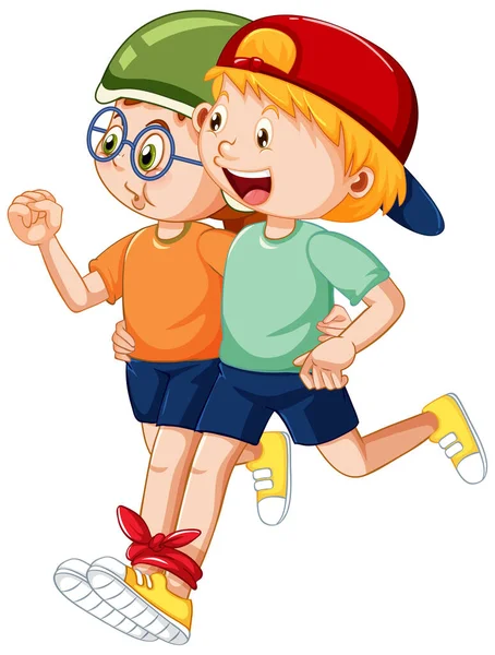 İki çocuk üç ayaklı yarış illüstrasyonunda koşuyor.