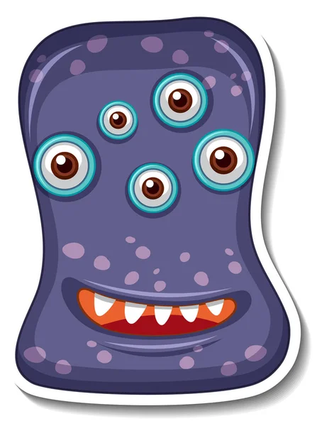 Sticker Sjabloon Met Een Alien Monster Cartoon Karakter Geïsoleerde Illustratie — Stockvector