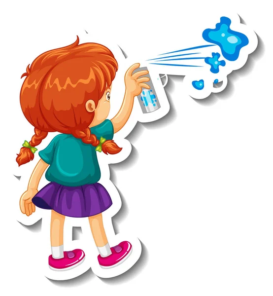 Sticker Sjabloon Met Een Meisje Cartoon Karakter Geïsoleerde Illustratie Rechtenvrije Stockillustraties