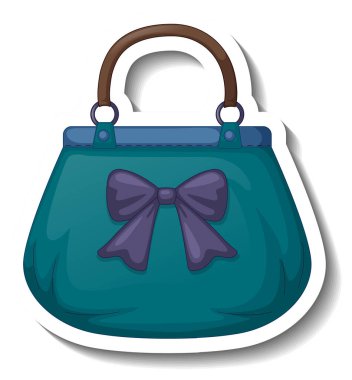 Kadın omuz çantalı bir çıkartma şablonu izole edilmiş.