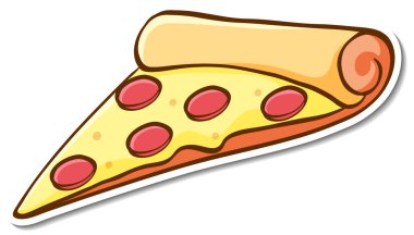 Fast food etiket tasarımı ve izole edilmiş bir pizza çizimi.