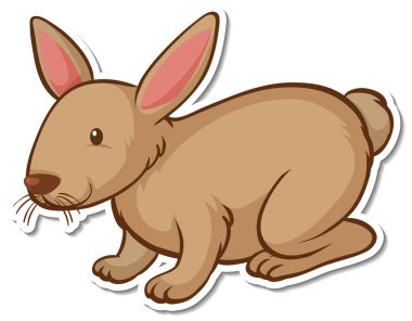 Üzerinde izole edilmiş kahverengi bir tavşan resmi olan bir etiket kalıbı.