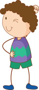 Çizgi film tarzındaki sevimli çocuk çizgi film karakteri izole edilmiş.