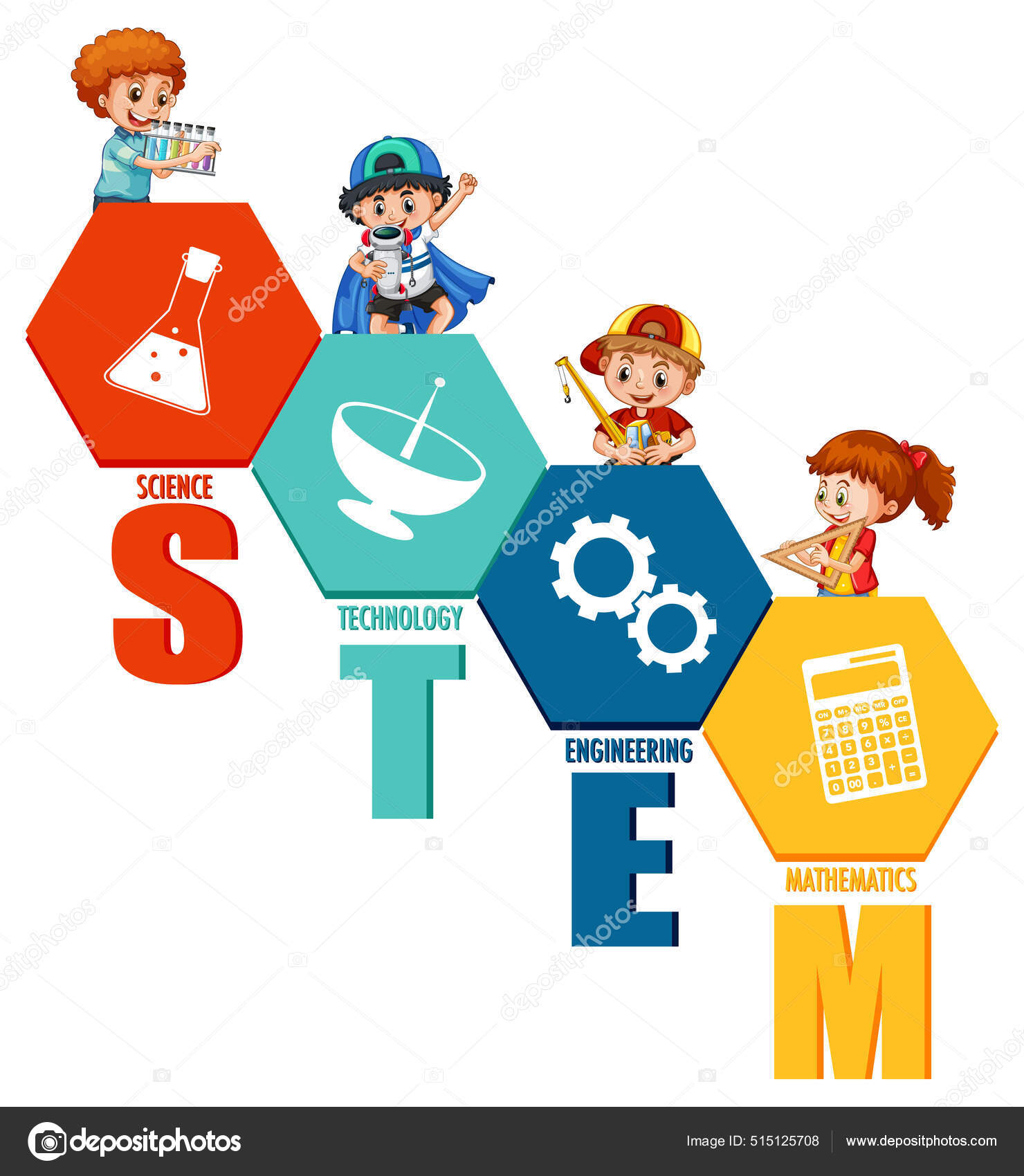 Stem Education Logo Children Cartoon Character Illustration, 42% OFF