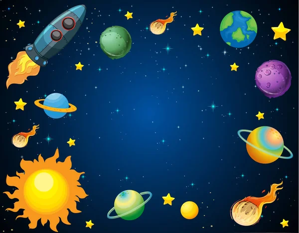 Banner Outer Space Scence Background Illustration — Stock Vector