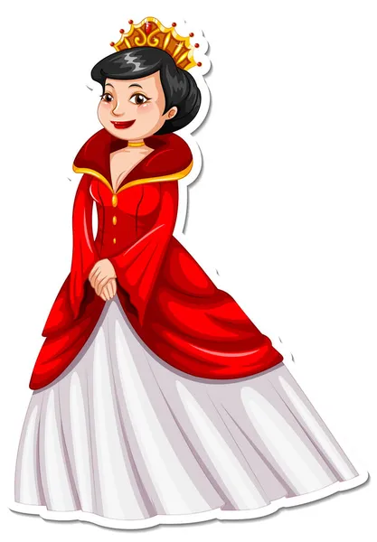 Mooie Prinses Cartoon Karakter Sticker Illustratie — Stockvector