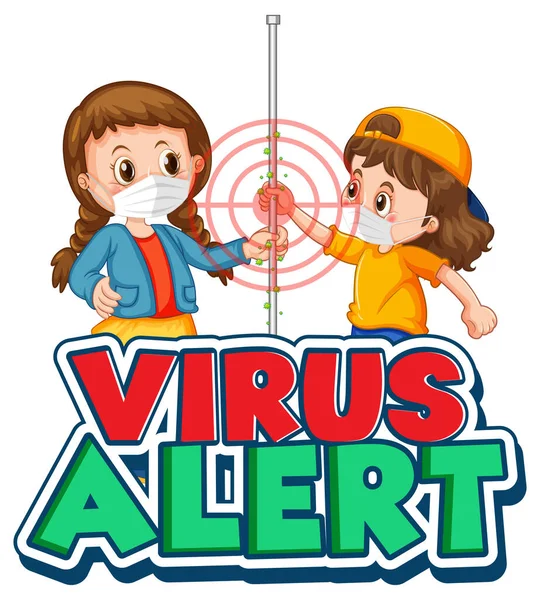 Twee Kinderen Cartoon Karakter Niet Houden Sociale Afstand Met Virus — Stockvector