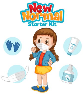 Maske takan bir kızla Yeni Normal