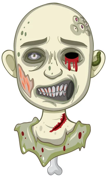 Жуткое Зомби Лицо Белом Фоне — стоковый вектор