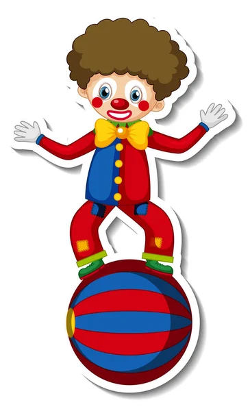 Klistermärke Mall Med Glad Clown Tecknad Karaktär Illustration — Stock vektor
