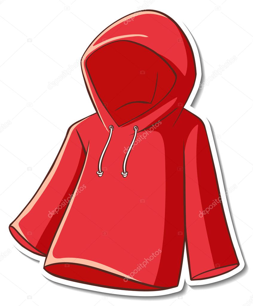 Sticker design with red hoodie isolated illustration