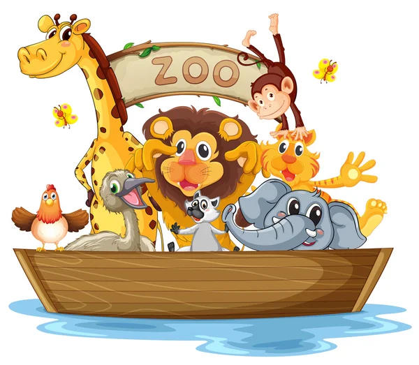 A boat full of animals — Stock Vector