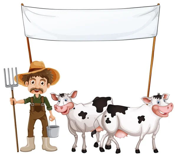 Agriculteur et vaches — Image vectorielle