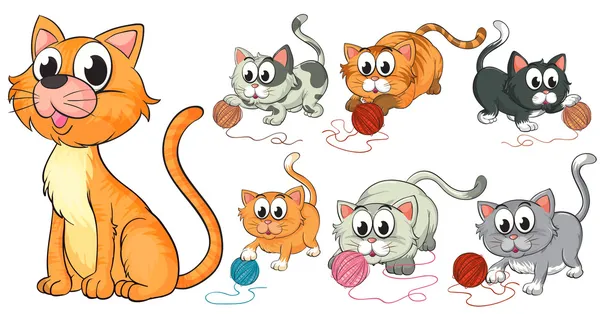 Katten en kittens — Stockvector