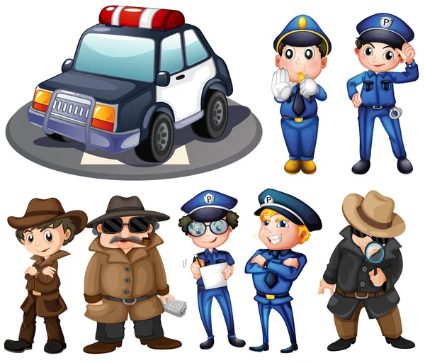 Police and detectives — Stock Vector
