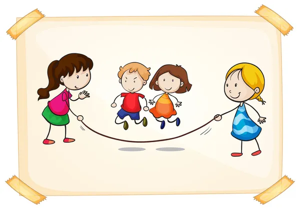 Un marco con niños jugando — Archivo Imágenes Vectoriales