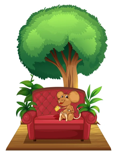 A chair under the tree with a mouse Stock Vector