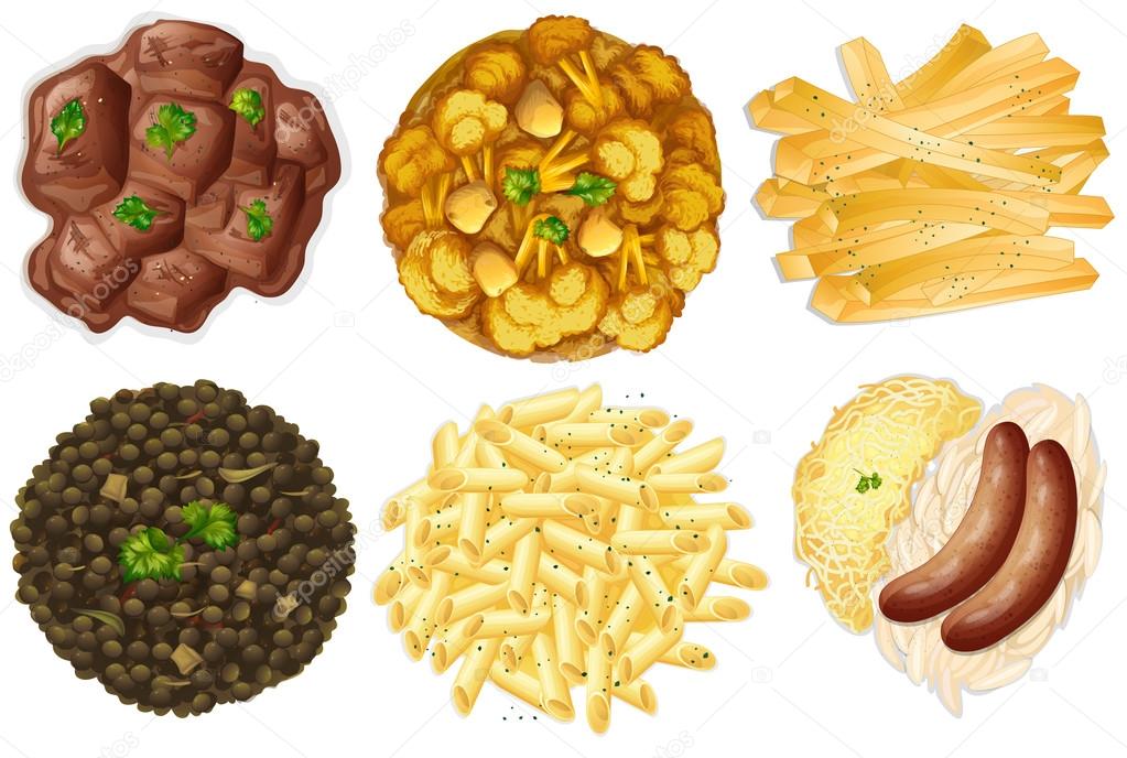 Different sets of foods