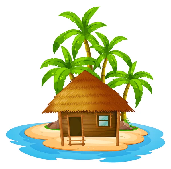 Una pequeña casa en la isla — Vector de stock