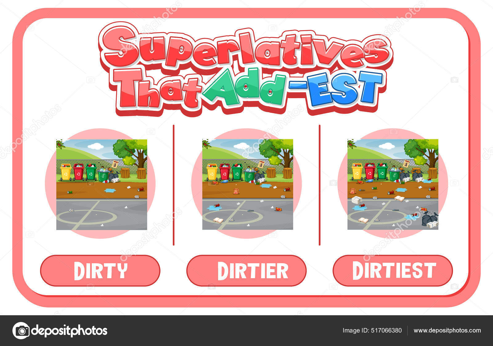 Comparative Superlative Adjectives Word Dirty Illustration Stock Vector Image by ©interactimages