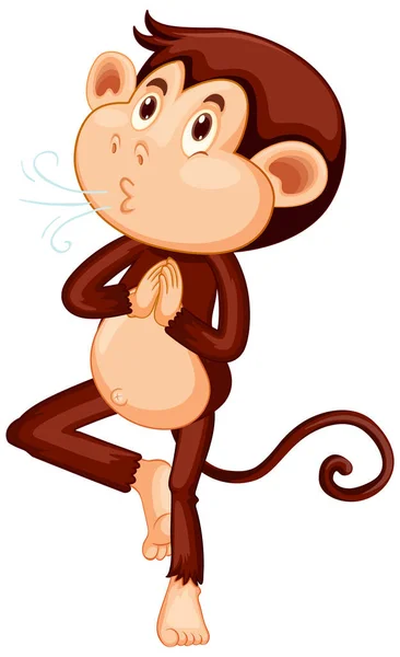 Monkey Doing Yoga Cartoon Character Illustration — Stock Vector