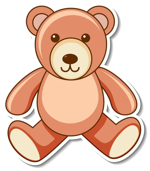 Sticker Design Avec Une Illustration Isolée Ours Peluche — Image vectorielle