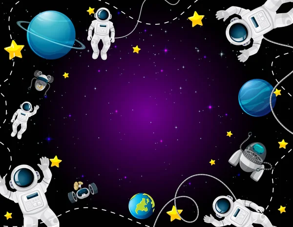 Space Cartoon Background Scene Illustration — Stock Vector